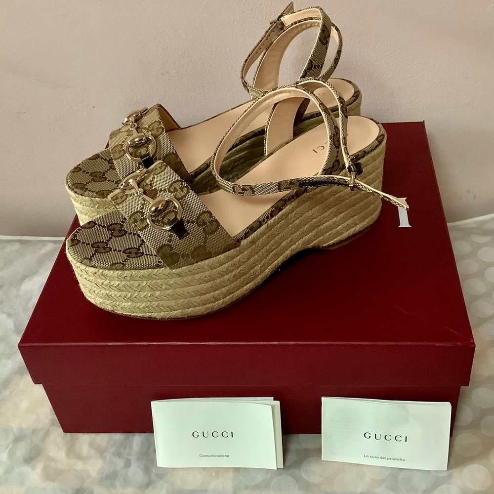 BNIB Gucci Women's Horsebit Espadrille Platform Sandal sz.36 - Picture 4 of 12